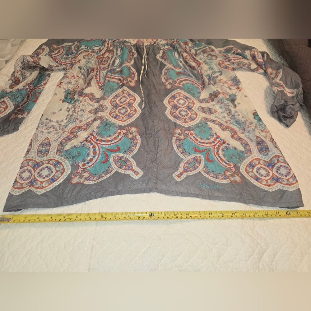 Johnny Was 100% Silk Oversized Bohemian-Style Blouse Women's Sz XL - Picture 9 of 9